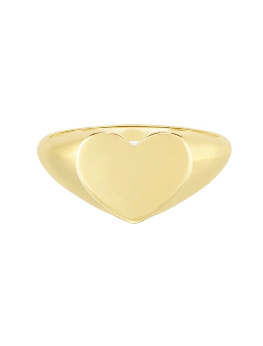 14K Heart Signet Ring - PrettynGoldd