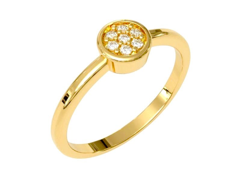 14k Round Pave Ring - PrettynGoldd