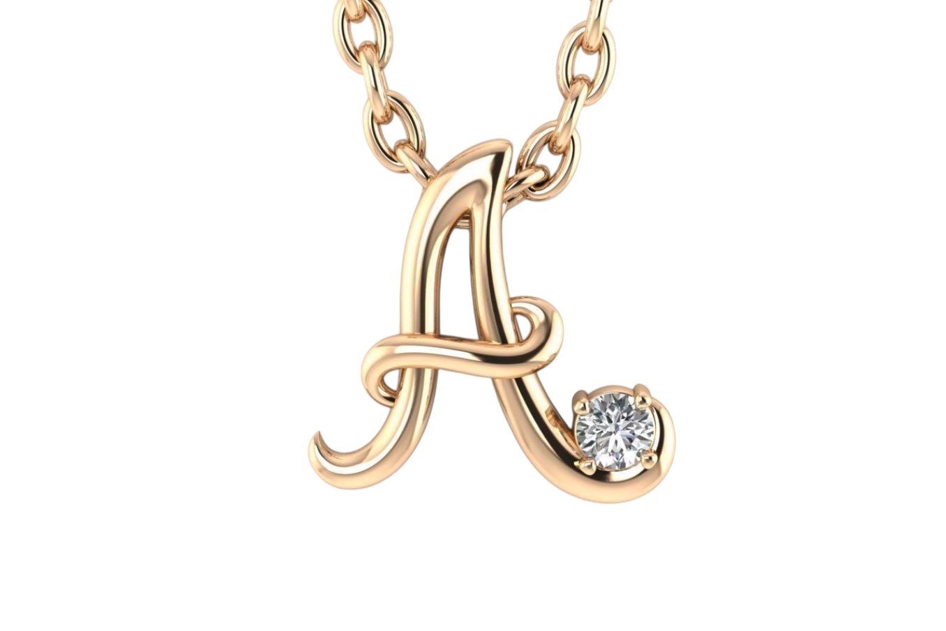 14k Single Diamond Initial - PrettynGoldd