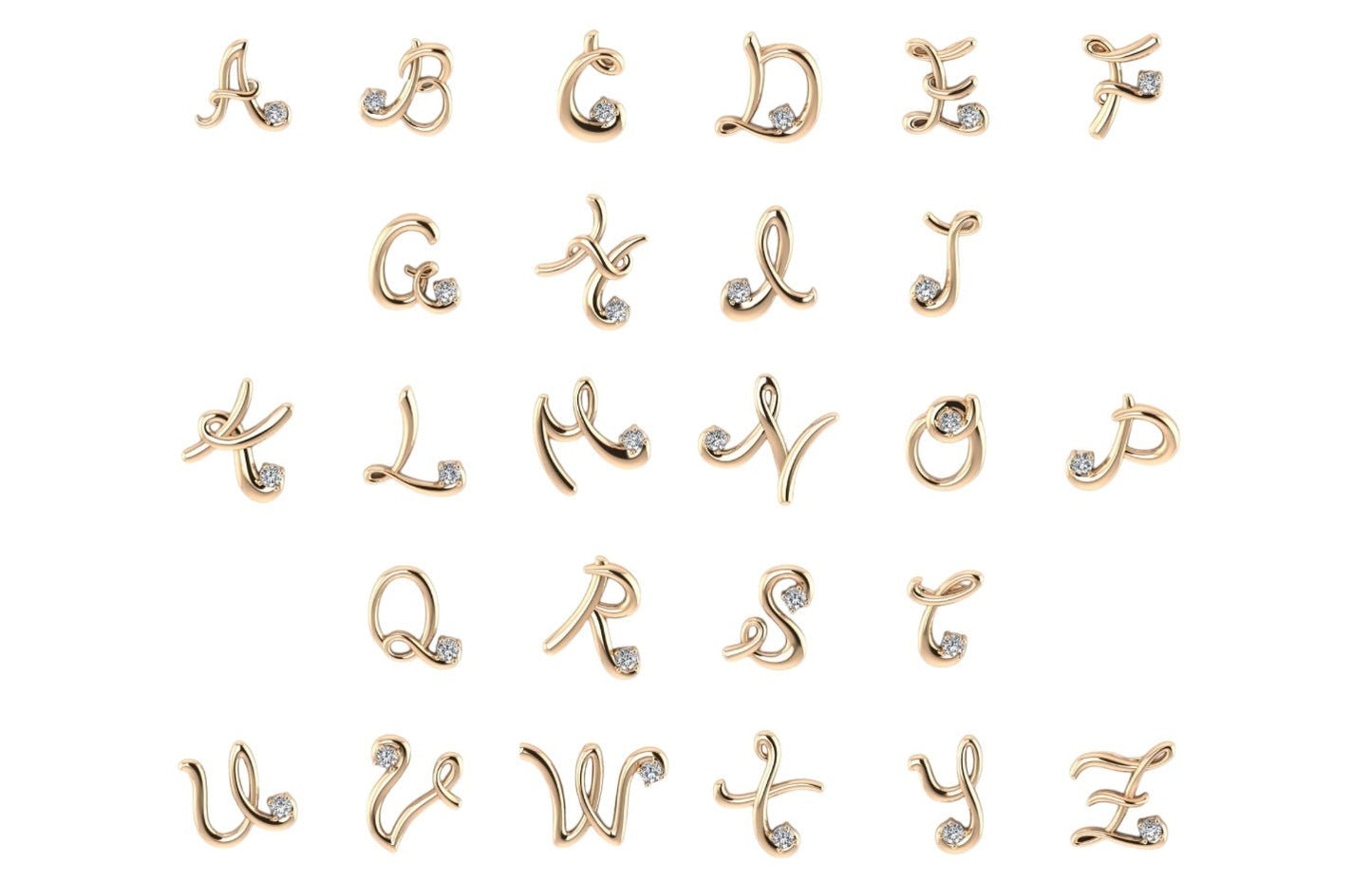 14k Single Diamond Initial - PrettynGoldd