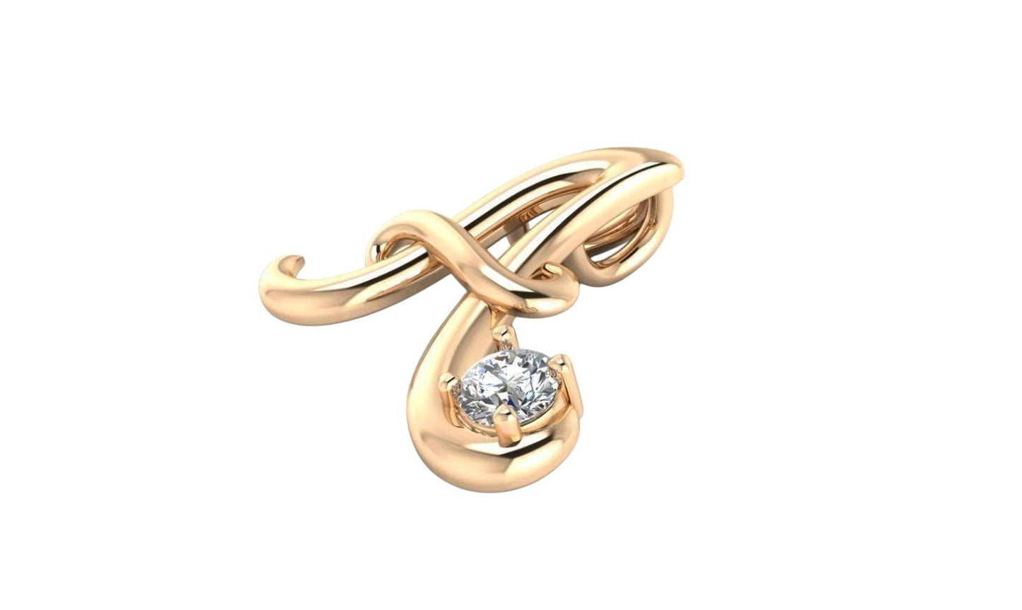 14k Single Diamond Initial - PrettynGoldd