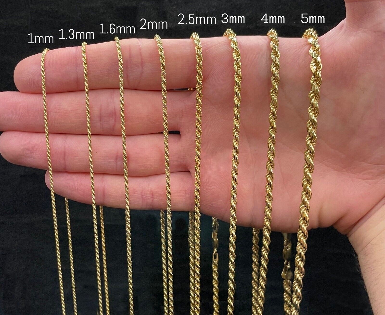 14k 2mm Rope chain - Main Image