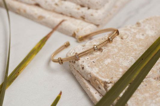 14K Diamond Open Style Bangle - PrettynGoldd