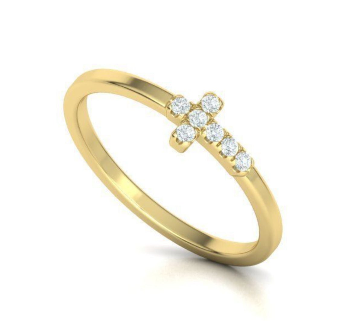 14k Diamond Cross Ring - PrettynGoldd