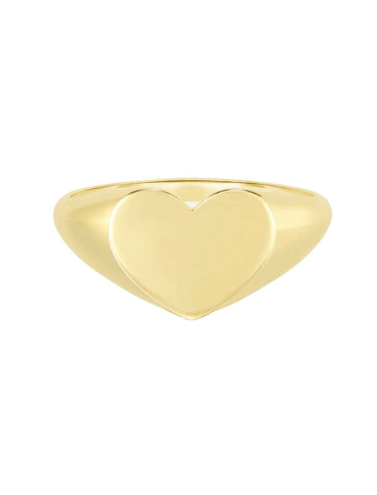 14K Heart Signet Ring - PrettynGoldd