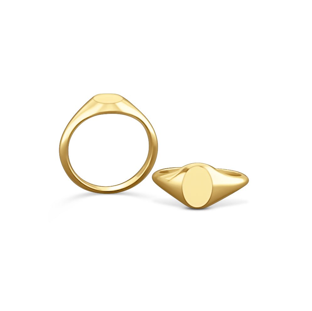 14k Vertical Oval Signet Ring - PrettynGoldd