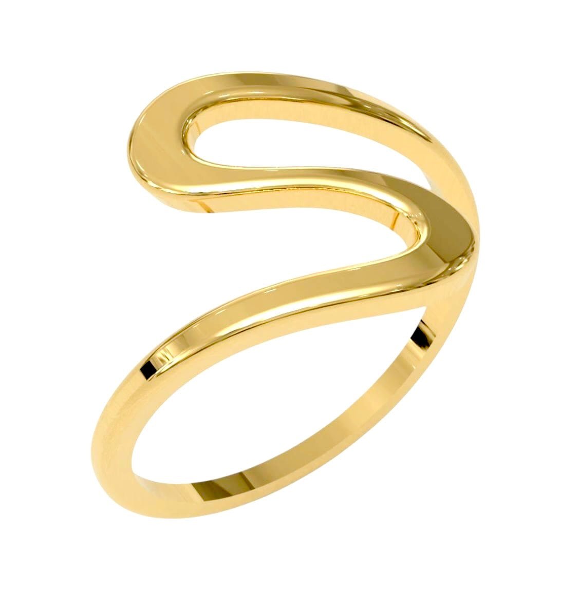 14k Wave Ring - PrettynGoldd