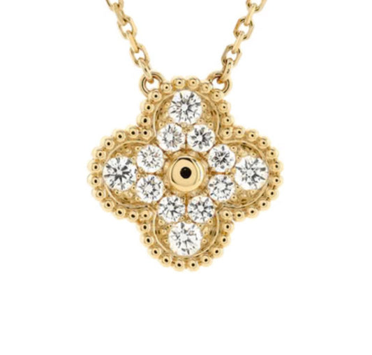 Diamond Clover Pendant - PrettynGoldd