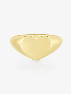 14K Heart Signet Ring - PrettynGoldd